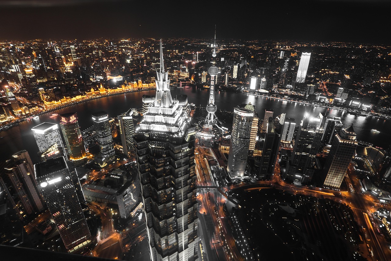 Night, nature, city, shanghai, asia, east, architecture, urban, lights, cityscape, skyline, skyscrapers, evening, dark, modern, buildings, water, town, outdoors, travel, glow, stores, business, china
