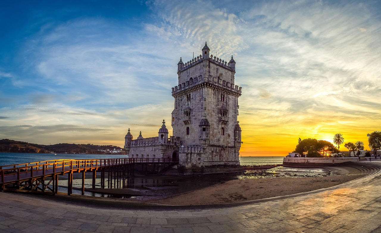 Belém tower, belem tower, lisbon, nature, discoveries, portugal, monument, history, tagus river, architecture, travel, best place, tourist, fate, sunset
