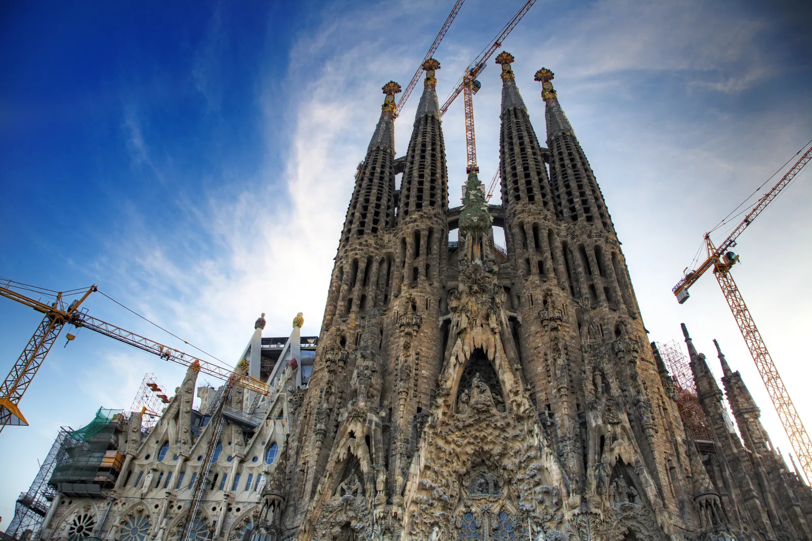 Sagrada Família, Barcelona: Gaudi's unfinished Sagrada Familia towers in Barcelona
