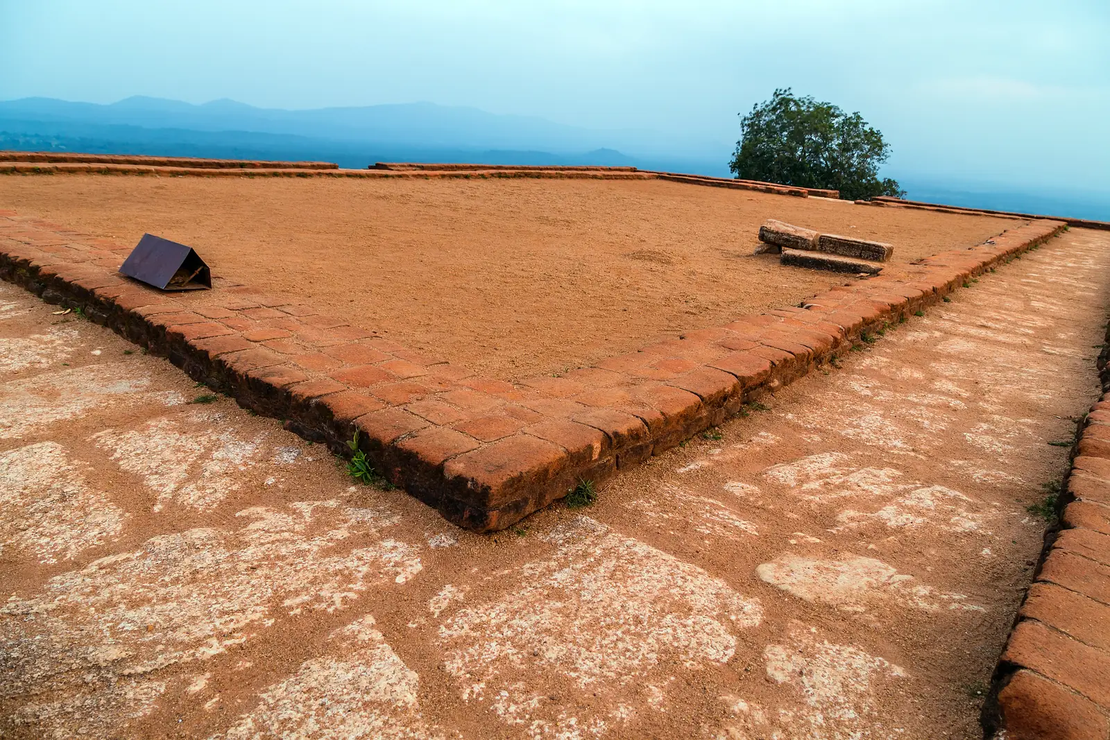 The brick foundations of the palace on the summit of Sigiriya, Sri Lanka