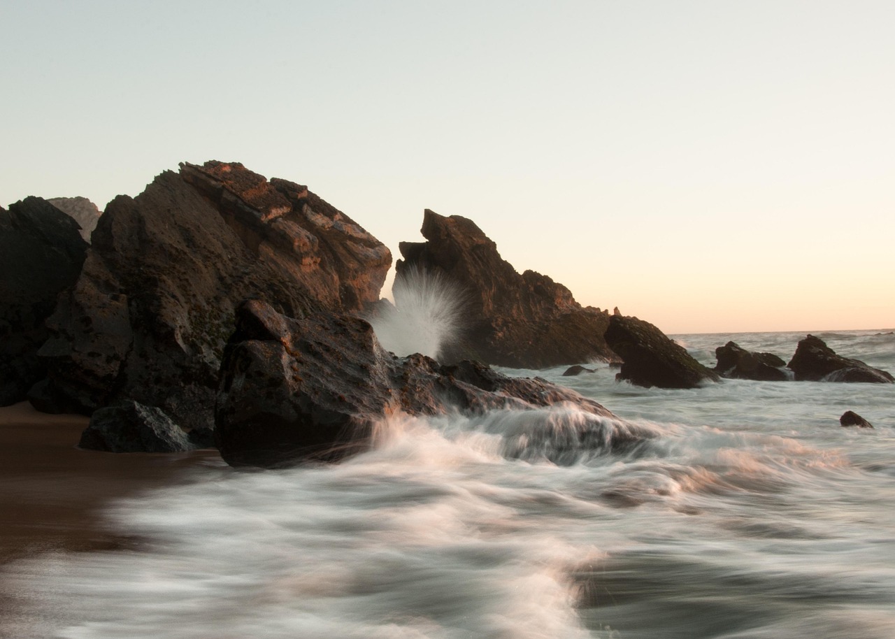 Waves, rocks, ocean, sintra, portugal, sea, atlantic, nature, coast, outdoors