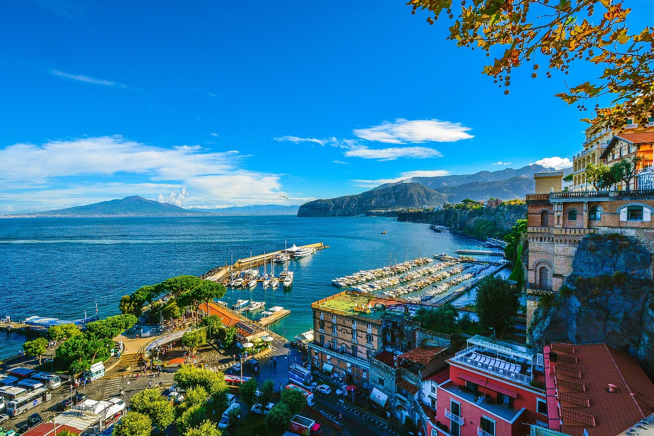 Sorrento, amalfi, skyline, coastline, blue, sea, mediterranean, island, town, coast, sky, italy, scenic, city, marina, boats, colorful, sunny, summer, italian, hills, bay, travel, tourism, holiday, pr