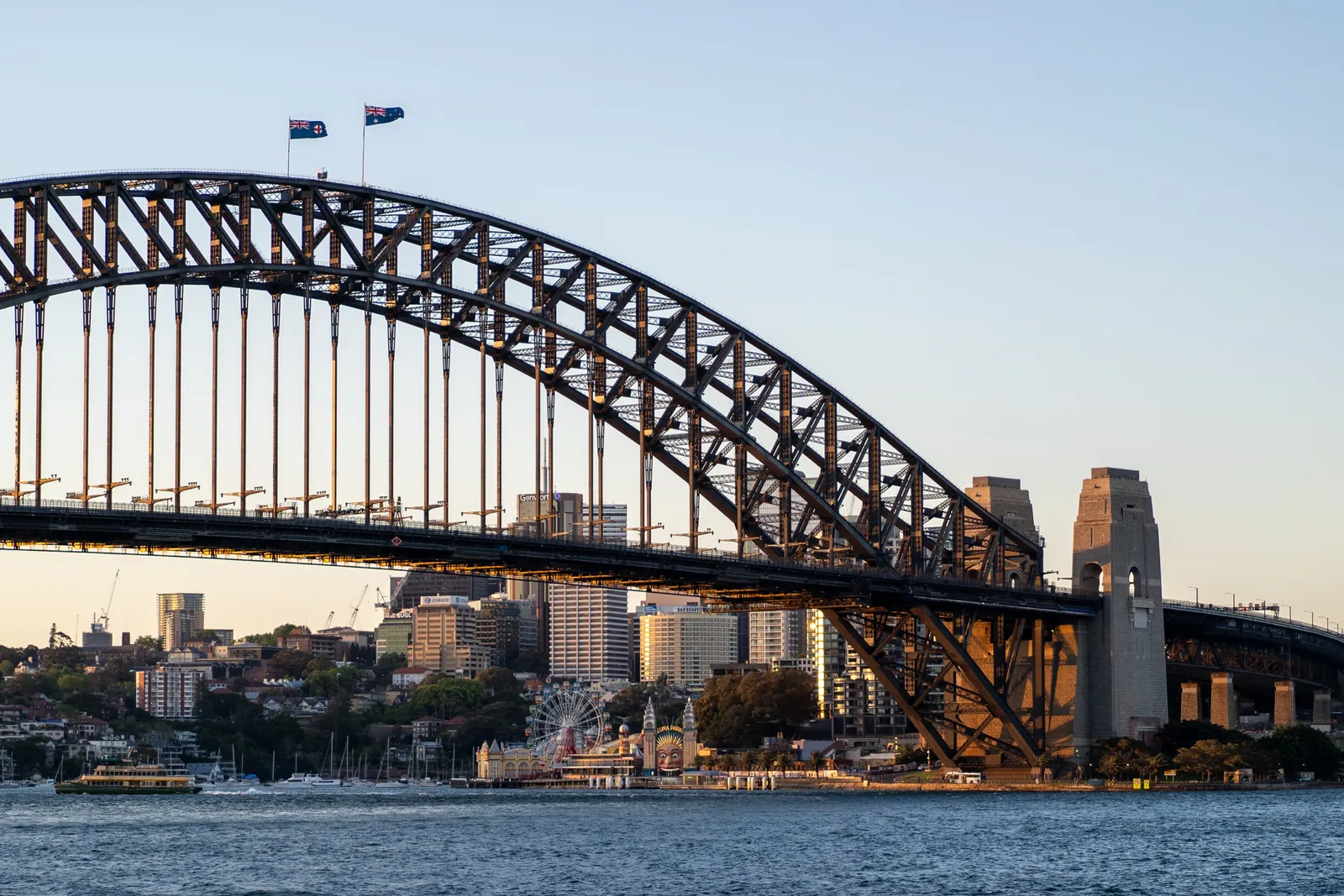 The Sydney Harbour Bridge in golden-hour light, Australia