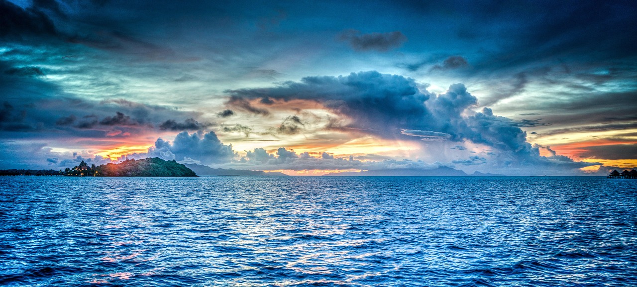 Bora-bora, french polynesia, sunset, ocean, pacific, tahiti, tropical, vacation, island, water, paradise, sea, travel, nature, tourism, exotic, coast, destination, holiday, seascape, sky, sunset, ocea