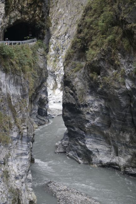 Breathtaking view of the marble gorge and river in Taroko National Park, Hualien.