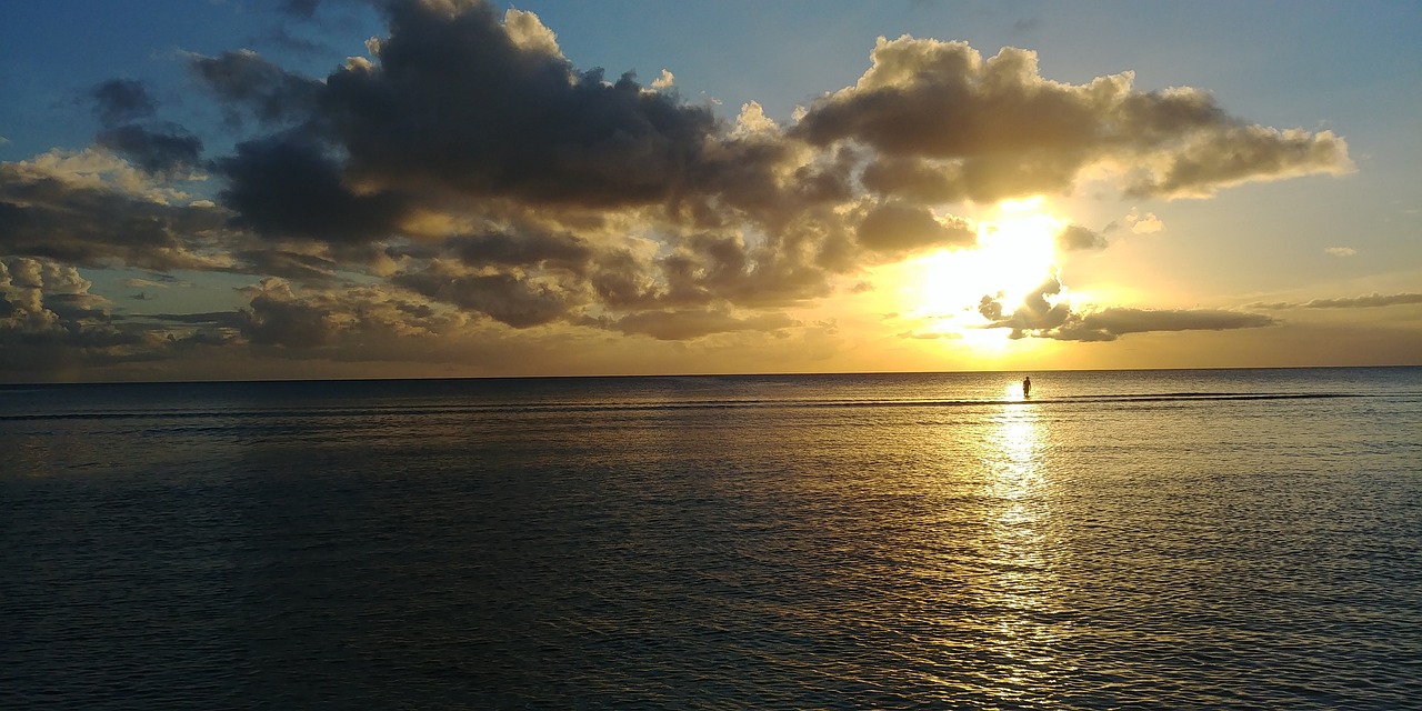 Sunset, beach, nature, guam