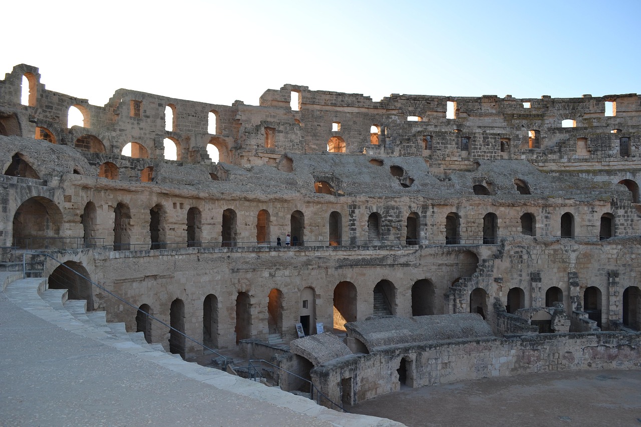 El jem, amphitheatre, tunisia, architecture, monument, travel, africa, amphitheater, old, jem, el, tourist, heritage, gladiator, coliseum, landmark, archway, colosseum, roman, archaeology, unesco, tun