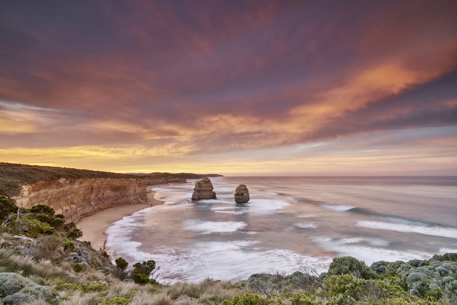 The limestone stacks of the Twelve Apostles on the Great Ocean Road, Victoria, Australia