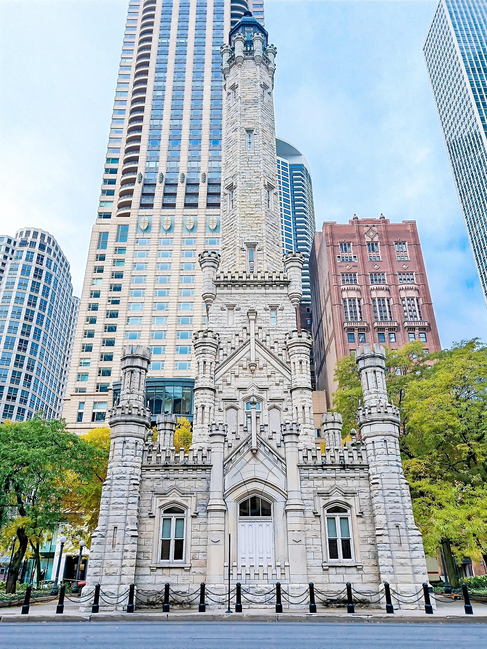 U s, building, chicago, city, modern, blue sky, street, america, old water tower, chicago, chicago, chicago, chicago, chicago