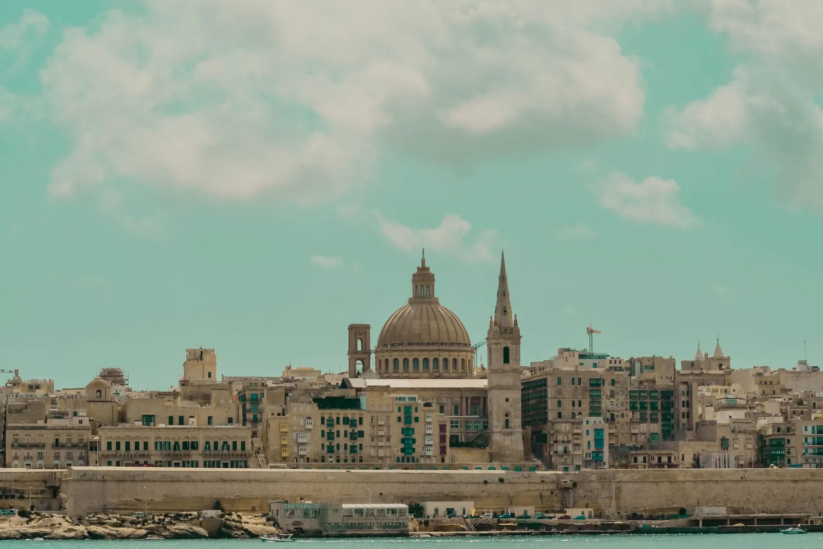 Panoramic view of Valletta across the harbour