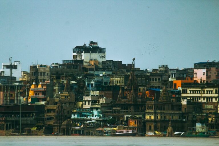 Explore the vibrant, dense urban skyline of Ramnagar, showcasing unique architectural styles in India.