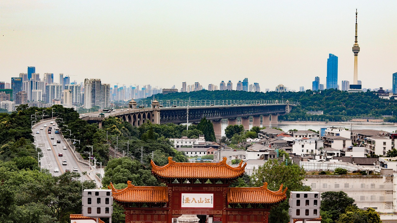 City, bridge, yangtze river, wuhan, buildings, skyscrapers, skyline, highway, road, downtown, urban, cityscape, yellow crane tower, china, wuhan, wuhan, wuhan, wuhan, wuhan