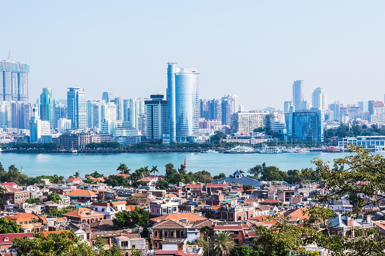 Xiamen, city, building, china, sky, cloud, nature, blue sky, blue, sea, gulangyu, travel, life, scenery, the scenery, shore, natural, scenic spot
