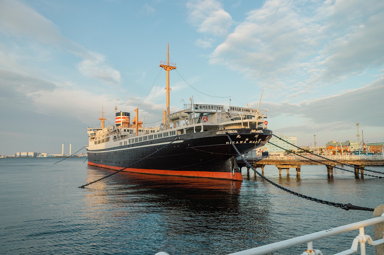 Ship, vessel, ride, nature, japan, yokohama, sky
